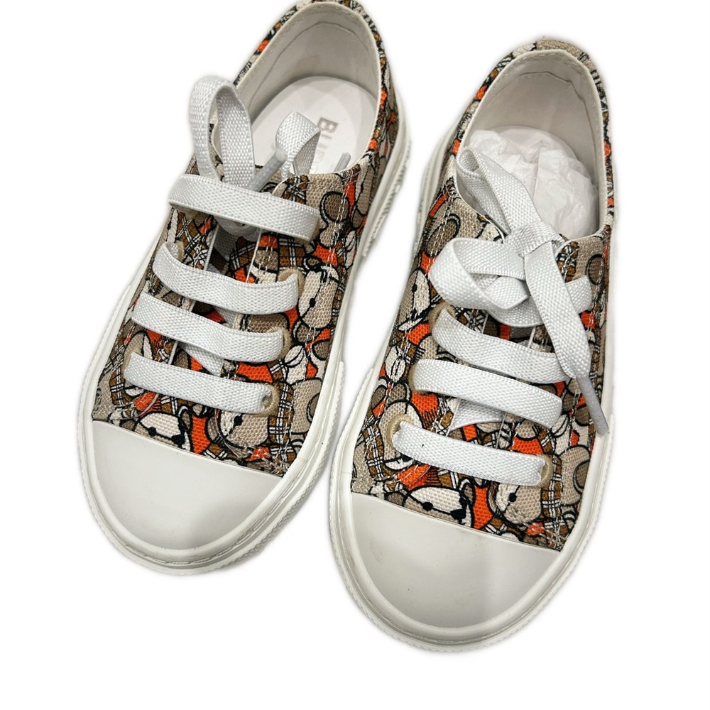 Authentic Burberry Kids Sneakers with Orange and White Design